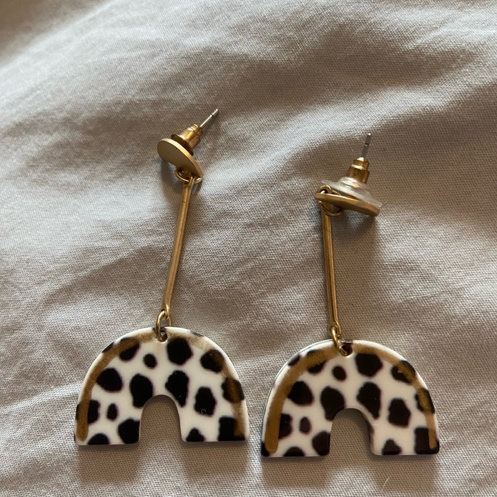 Spotted Print Dangle Earrings